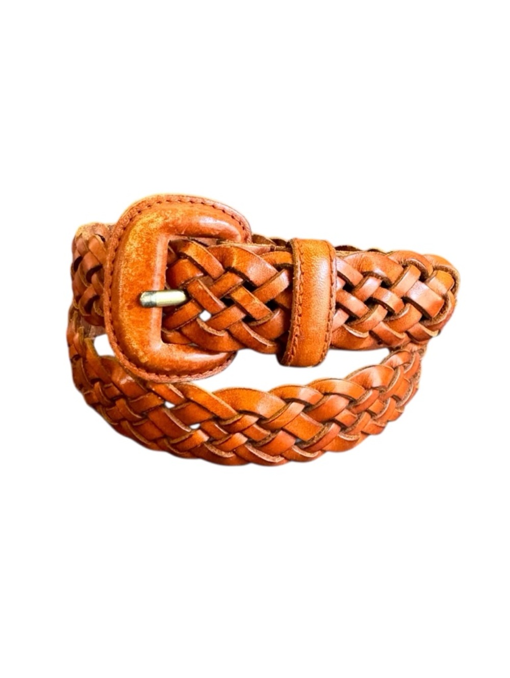 Vintage Brown Woven Leather Belt Talbots Braided Womens Medium Boho‎ Festival